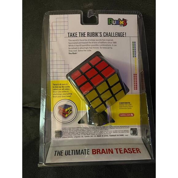 Rubik's Cube 3x3 Puzzle Game With Stand Rubik Hasbro Toy Original NEW - Picture 2 of 2